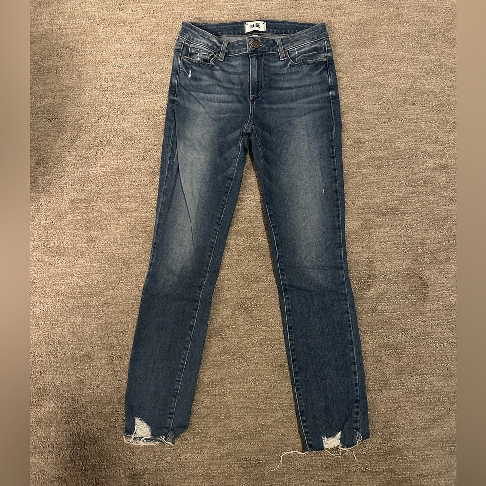 Paige distressed skinny jeans